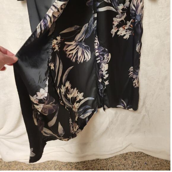 Missguided Black Floral Zip Up Duster Jacket Women's 2 Party Resort Vacation - Picture 7 of 11